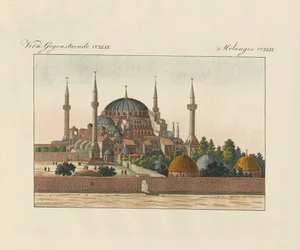 Saint-Sophia Cathedral in Constantinople (coloured engraving)