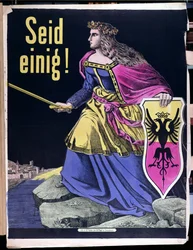 Var förenade!, tysk patriotisk affisch, ca 1870