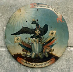 Sköld av en preussisk officer, 1764 (målat trä)