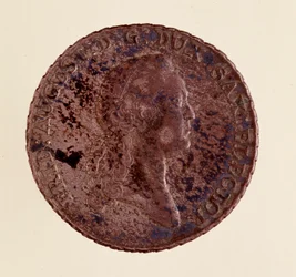 Silvermynt (thaler) från Sachsen: Fredrik August I av Sachsen (Frederik Auguste I av Sachsen) (1750-1827). Diam. 3,9 cm Neapel, museo archeologico