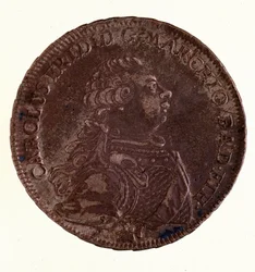 Silverthaler (taler) av Charles Fredrik, storhertig av Baden (1728-1811) (Karl I av Baden) 1766 Diam. 3,9 cm Neapel, museo archeologico