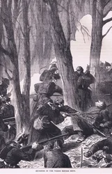 Skirmish in the woods before Metz, Cassells History of the War between France and Germany publicerad av Cassell and Company Limited, ca 1890 (litho)
