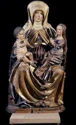 St Anne med jungfru och barn, skulptur av skolan i södra Schwaben, Tyskland