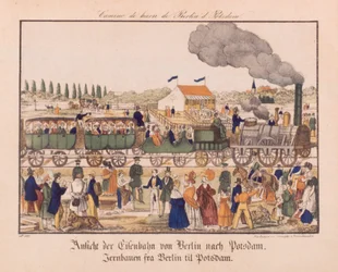 Ångjärnväg mellan Berlin och Potsdam, Neuruppiner Bilderbogen, c.1840