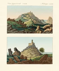 Konstiga kloster i Portugal (färgad gravyr)
