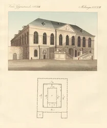 Konstiga byggnader (färgad gravyr)