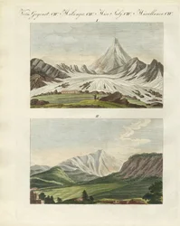 Konstiga berg (färgad gravyr)