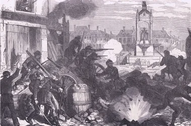 Gatustrider vid Chateaudun, Cassells historia om kriget mellan Frankrike och Tyskland publicerad av Cassell and Company Limited, ca 1890 (litho)