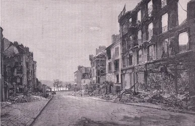 Street in St Cloud, Cassells historia om kriget mellan Frankrike och Tyskland publicerad av Cassell and Company Limited, ca 1890 (litho)