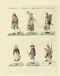 Schweiziska klänningar (färgad gravyr)