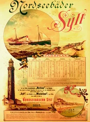Sylt North Sea Baths, affisch för Sylt Steamship Company, 1893