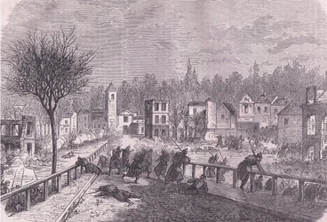 Genomförande av Brie-sur-Marne, 30 november, Cassells historia om kriget mellan Frankrike och Tyskland publicerad av Cassell and Company Limited, ca 1890 (litho)