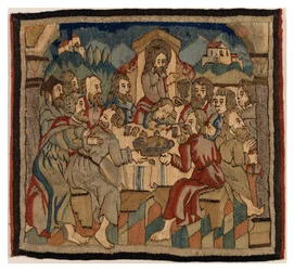 Gobelängpanel med scener från passionen från ett antependium, från Oberrheinland (ull och linne)