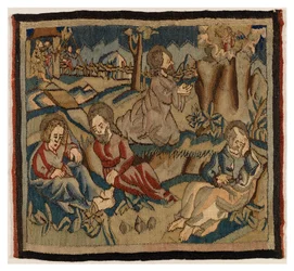 Gobelängpanel med scener från passionen från ett antependium, från Oberrheinland (ull och linne)