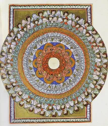Änglarnas kör. Miniatyr från Liber Scivias av Hildegard av Bingen, ca 1175 (akvarell på pergament)