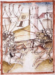 Romarna anfaller Augsburg, ca 1490