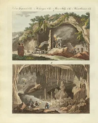 Antiparos grotta (färgad gravyr)