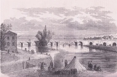 Försvaret av Paris-förstörelsen av bron Jonville-sur-Marne, Cassells historia om kriget mellan Frankrike och Tyskland publicerad av Cassell and Company Limited, c.1890 (litho)
