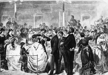 Undersökningen av lärlingar i Tonhalle, Berlin, av en kommitté för frisörbranschen den 3 maj 1881