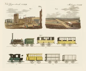 Järnvägen mellan Manchester och Liverpool (färgad gravyr)