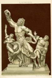 Statyn av Laocoön och hans söner c.1890 (färgkromolitografi)