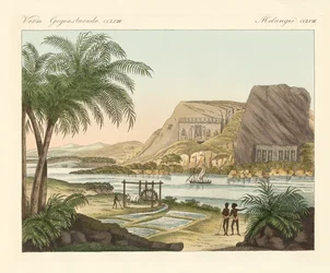 Ypsambuls tempel (färgad gravyr)