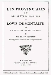 Titelsida för Les Provinciales av Blaise Pascal (1623-62), Amsterdam, 1657 (bläck på papper)