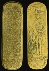 Tobaksask som skildrar Fredrik II och hans segrar (mässing)