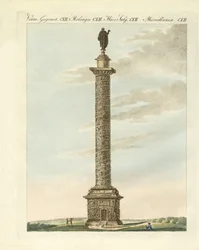 Trajanus kolumn i Rom (färgad gravyr)