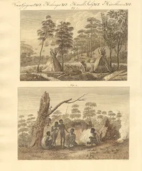 Van Diemens länder (färgad gravyr)