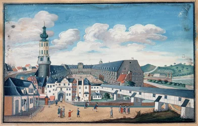 Utsikt över Weimar med slottet Wilhelmsburg