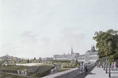 Utsikt över ärkebiskoparnas och kurfursternas residens av Köln, Bonn (färgstick)