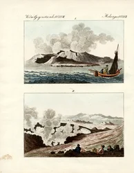 Volcano Island (färgad gravyr)