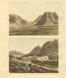 Vägen till berget Sinai (färgad gravyr)