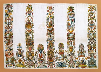 Kvinnors förkläde, ca 1760 (silke med metalltrådar)
