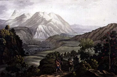 Parola Park och Anderna, Bolivia (färg litho)