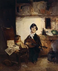 Cripple Playing the Mandolin eller The Storyteller, av Gerolamo Induno