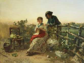 I fredstid, av Gerolamo Induno, cirka 1880, olja på trä