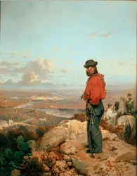 Italiensk enhet: "" Porträtt av Giuseppe Garibaldi (1807-1882) framför Capua (Capua) 1860 "" Målning av Gerolamo (Girolamo) Induno (1825-1890) 1861 Museo del Risorgimento, Milano