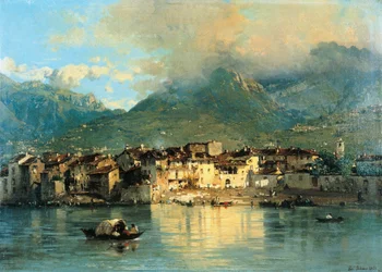 Pescarenico, av Gerolamo Induno, olja på duk