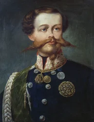 Porträtt av Victor Emmanuel II (1820-1878), kung av Italien, av Gerolamo Induno, olja på duk