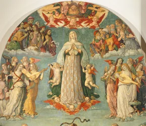 Detalj från Jungfruns antagande, av Girolamo di Benvenuto (1470-1524)