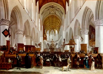 Interiör av en kyrka. Målning av Gerrit Berckheyde (1638-1698), holländsk målare. London, National Gallery
