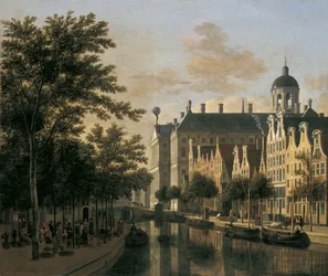 Nieuwezijds Voorburgwal med blomstermarknaden, Amsterdam