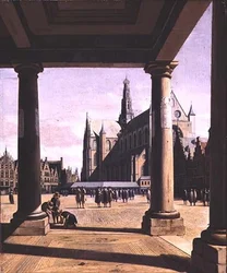Utsikt över Haarlem med Groote Kerk