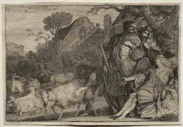En ängel förutsäger Abrahams sons födelse, 1638.