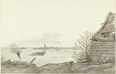 Utsikt över det översvämmade Ransdorp, februari 1825