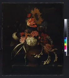 Stilleben av blommor (olja på duk)