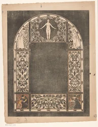 Design för en kalenderram för 1901 med kvinnor och blommor