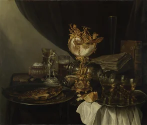 Stilleben med en Nautilus-kopp, ca. 1645